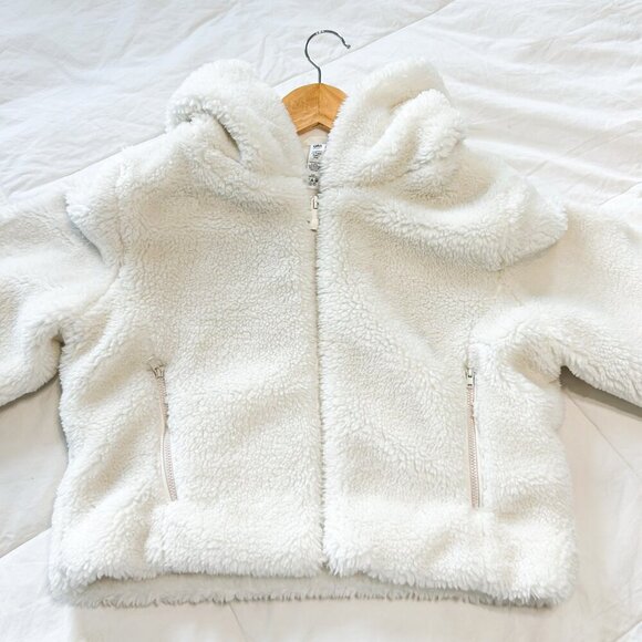 Alo Yoga LA Cropped White Sherpa Fuzzy Hooded Jacket Women’s Size Medium - Picture 9 of 10